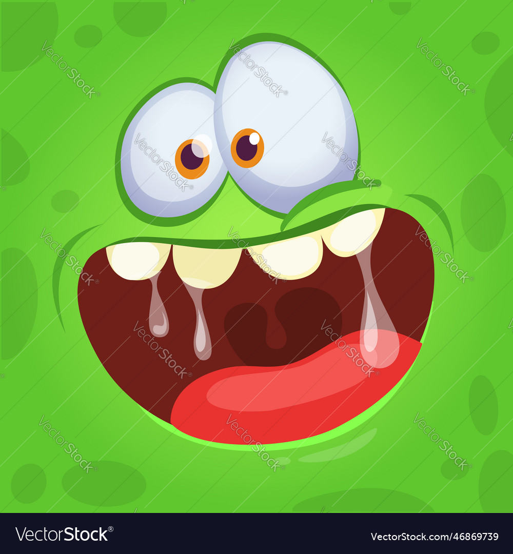 Funny cartoon monster character face expression Vector Image