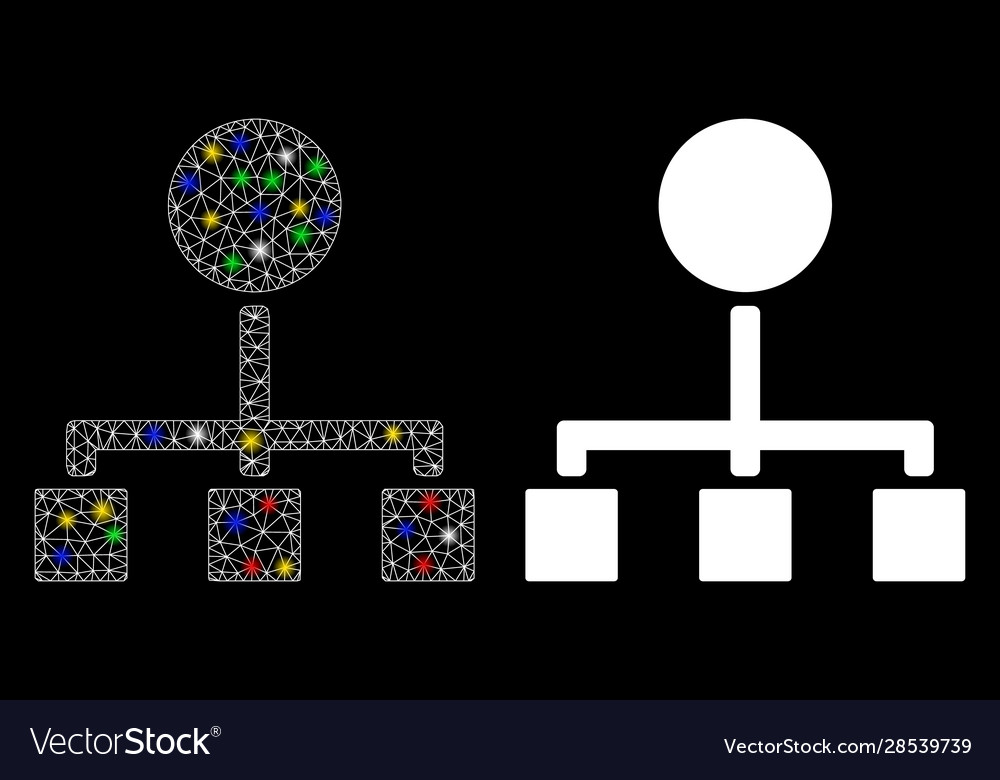 Glowing mesh carcass hierarchy icon with flash vector image Glowing mesh carcass hierarchy icon with flash
