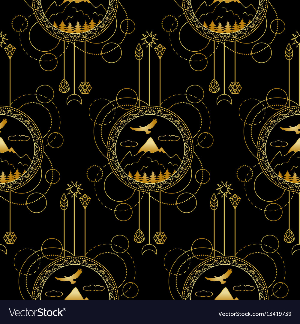 Gold mountains seamless pattern