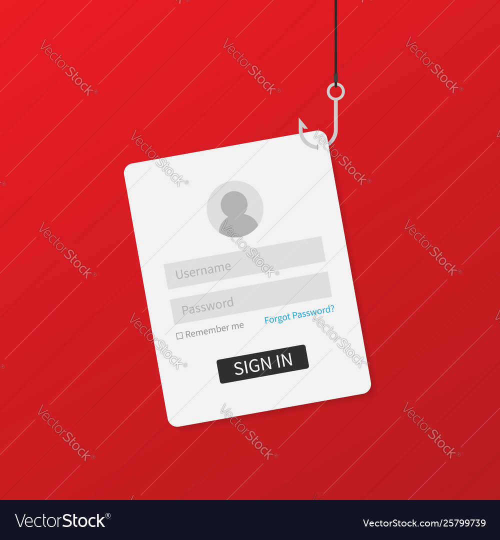 Internet phishing hacked login and password vector image Internet phishing hacked login and password