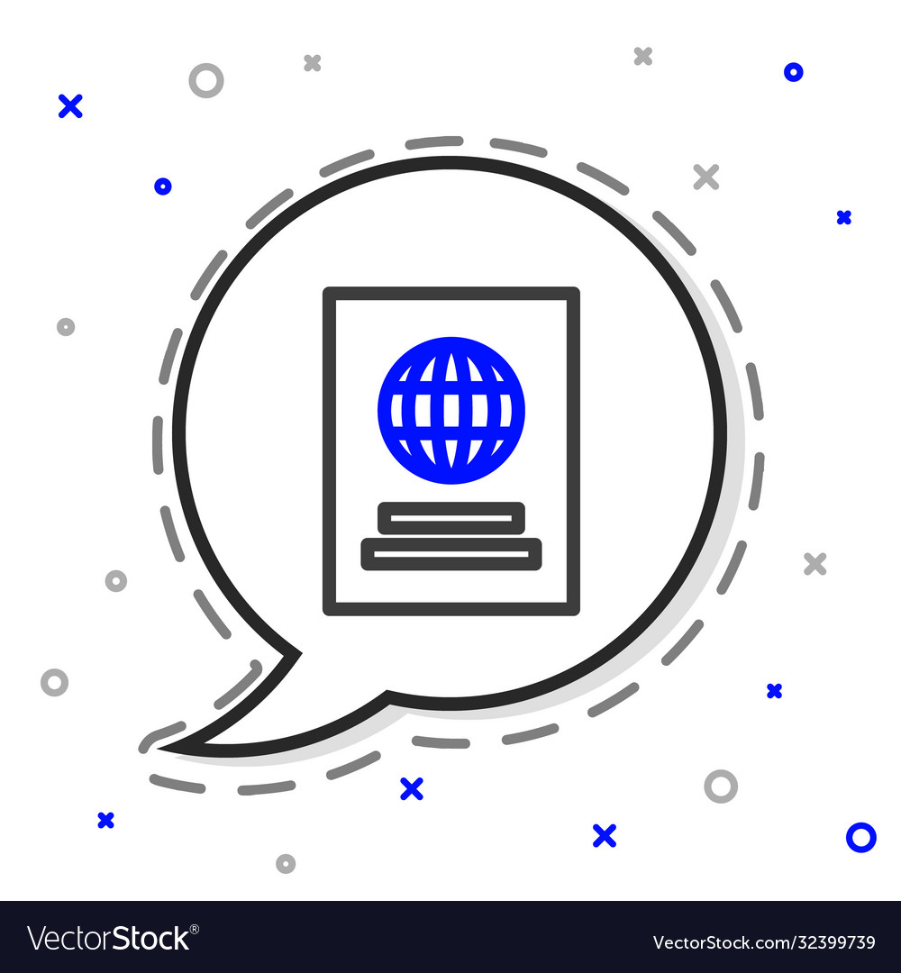 Line passport with biometric data icon isolated Vector Image Line passport with biometric data icon isolated