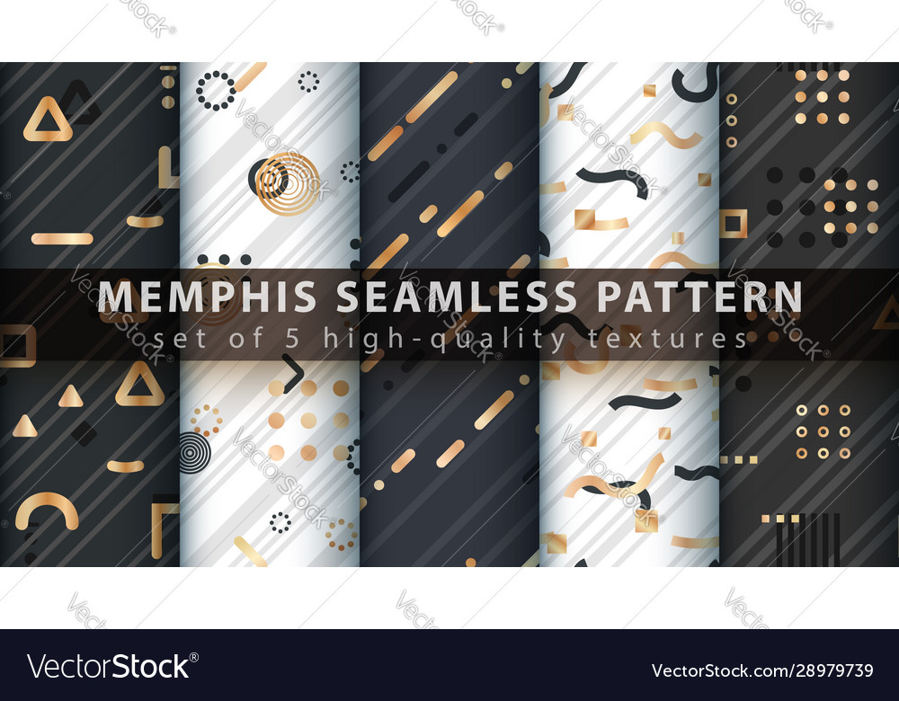 Memphis seamless pattern - set five items