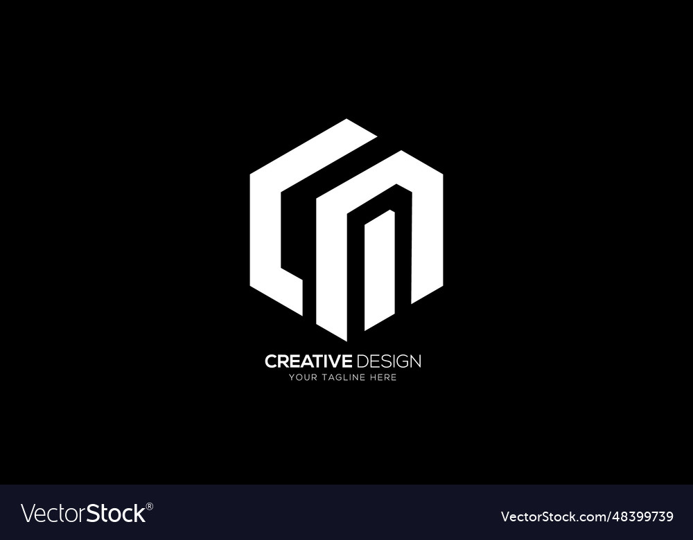 Modern Letter C M Hexagon Shape Monogram Logo Vector Image