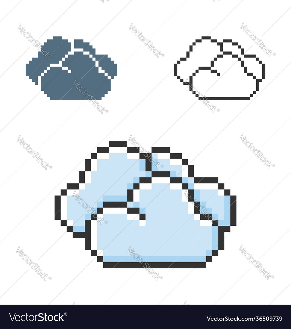 Pixel icon clouds cloudy weather in three