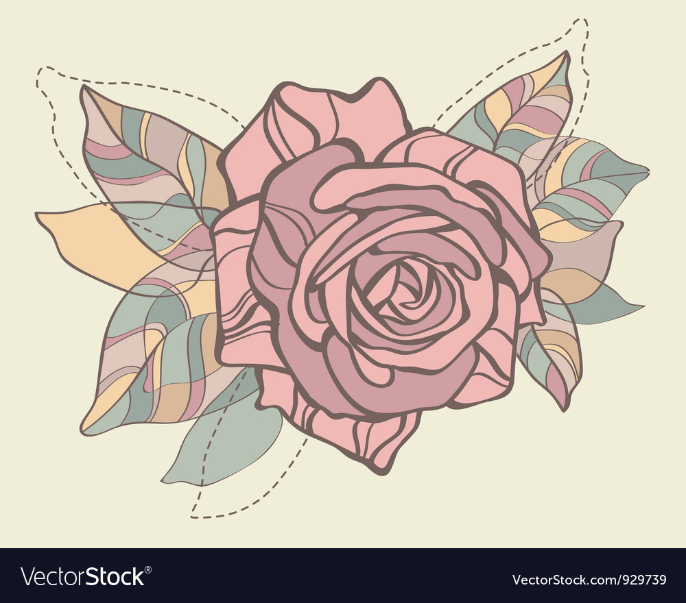 Retro card with stylized rose