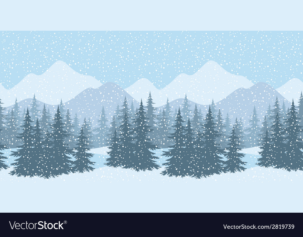 Seamless Winter Landscape With Fir Trees Vector Image