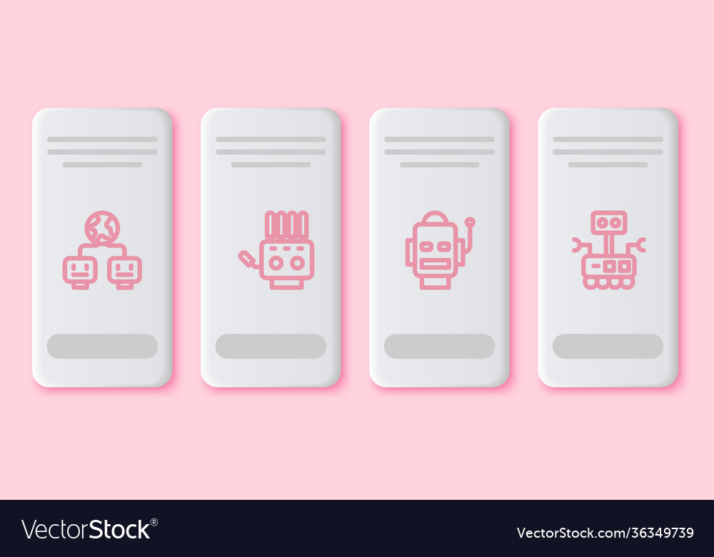 Set line artificial intelligence mechanical robot vector image Set line artificial intelligence mechanical robot