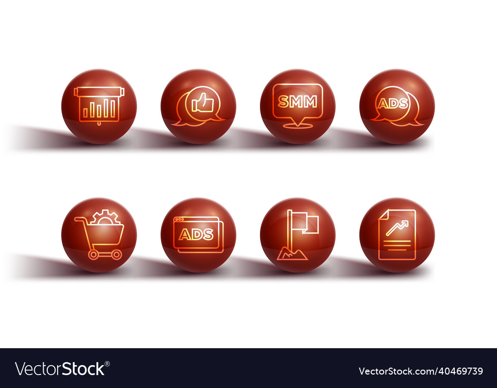 Set line board with graph chart shopping cart Vector Image Set line board with graph chart shopping cart