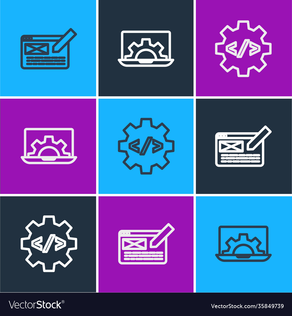 Set line ui or ux design front end development vector image Set line ui or ux design front end development