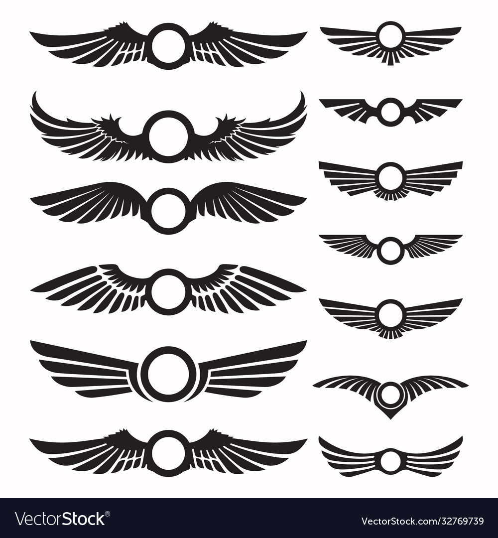 Set wing signs design elements Royalty Free Vector Image