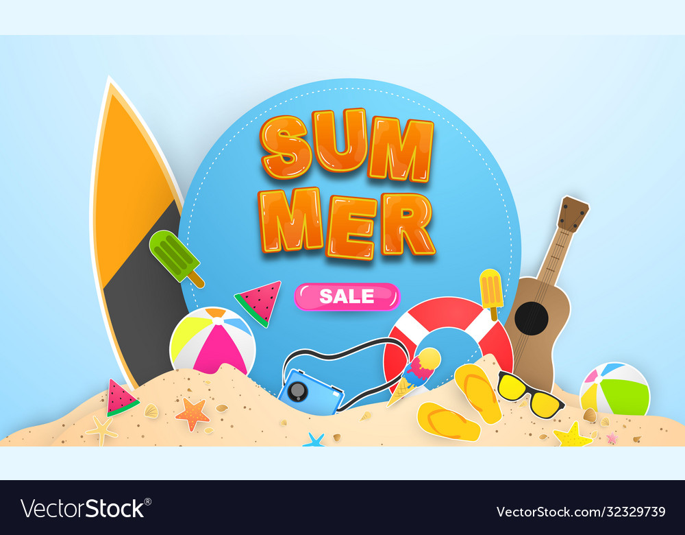 Summer sale swim ring greeting background