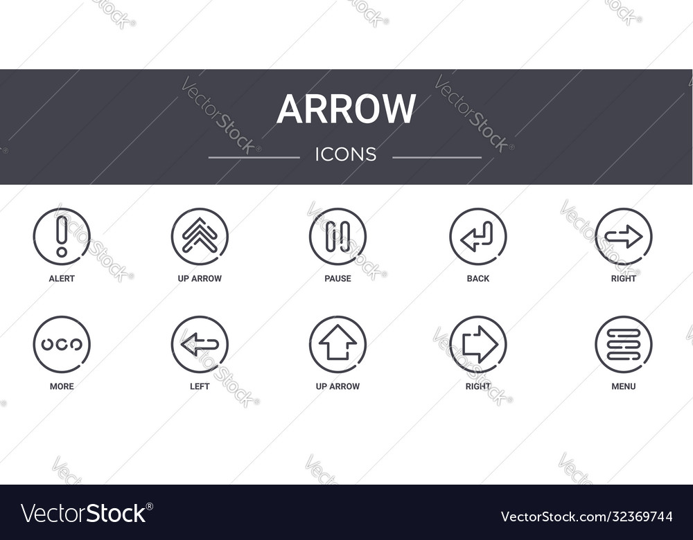Arrow concept line icons set contains vector image Arrow concept line icons set contains