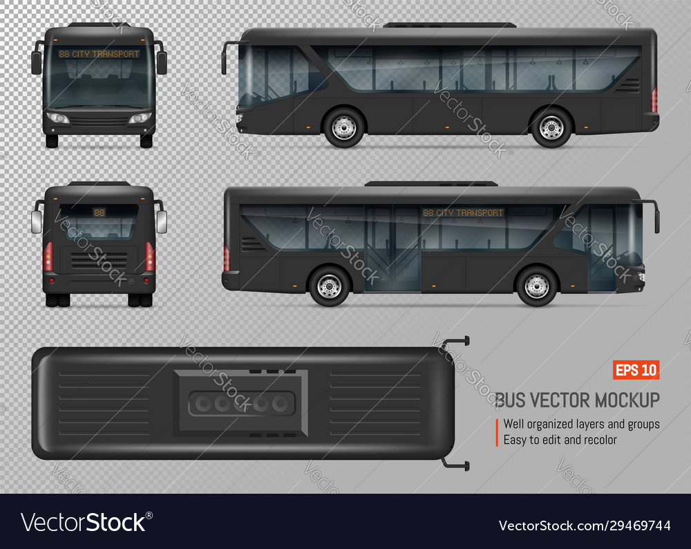 Black bus template Royalty Free Vector Image - VectorStock