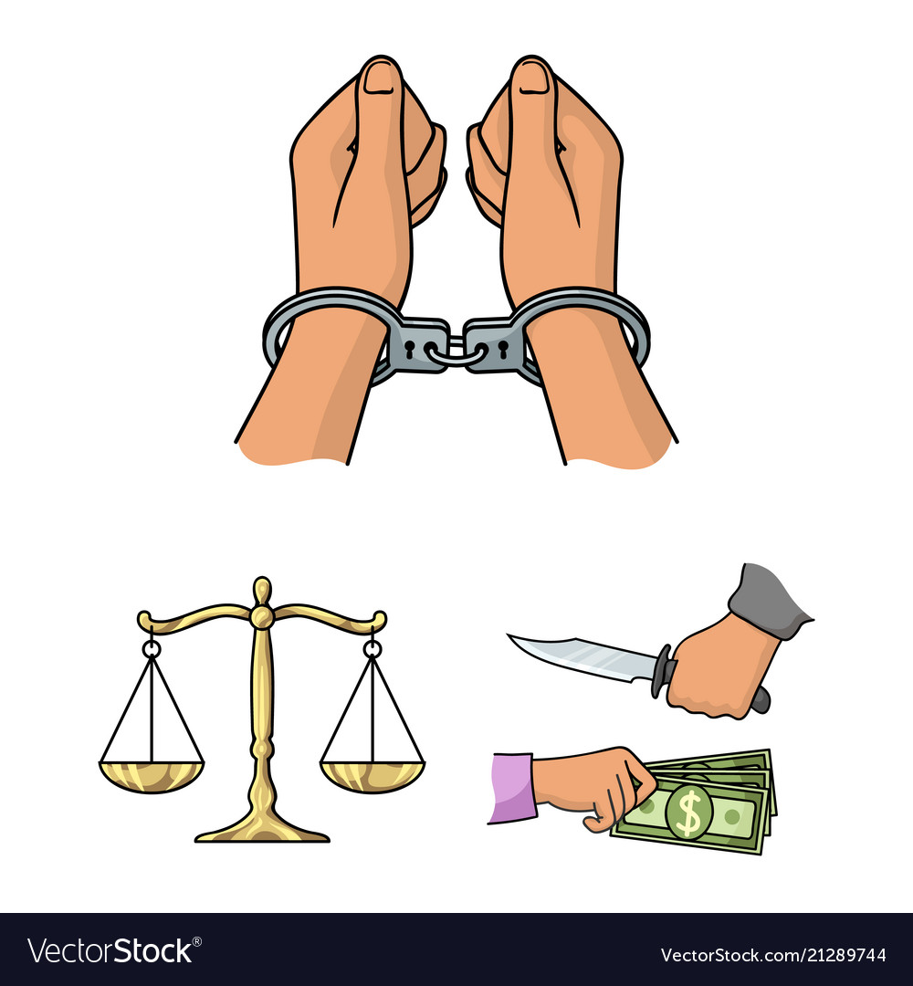 Crime and punishment cartoon icons in set Vector Image