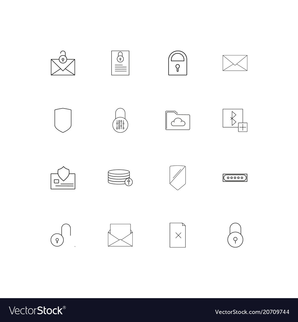 Cyber security simple linear icons set outlined