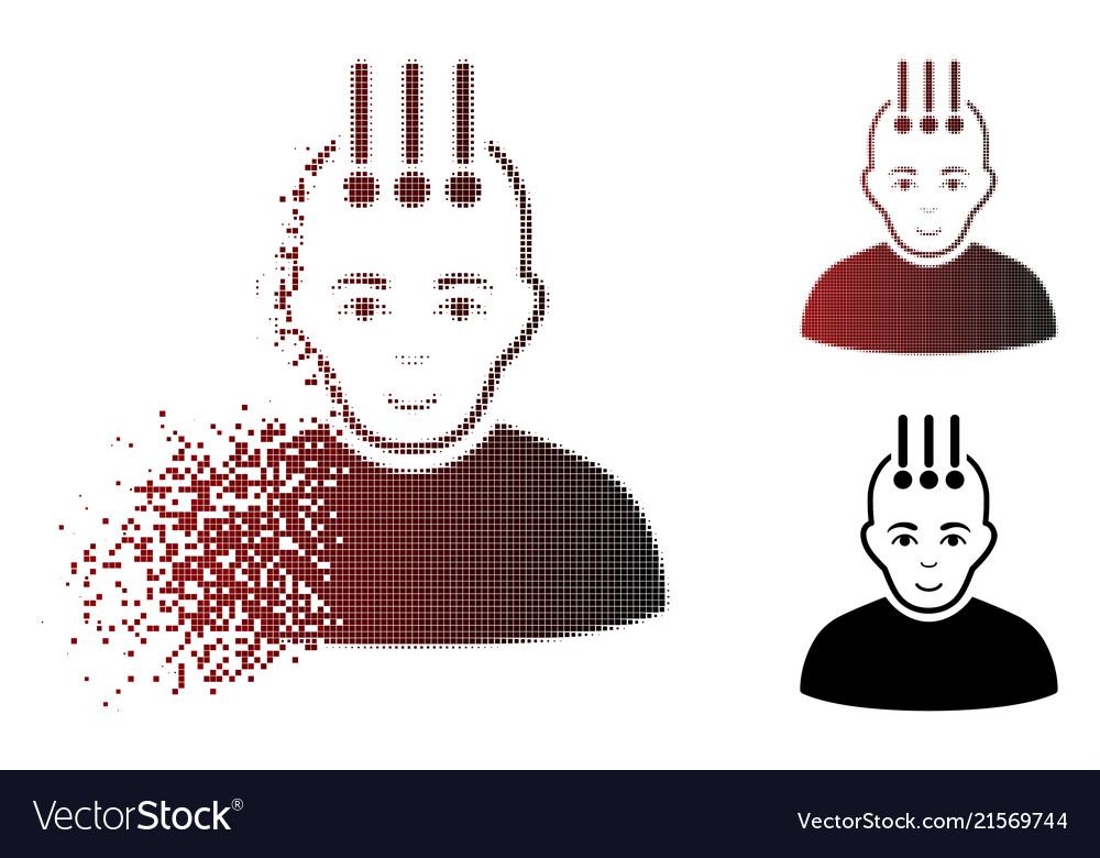 Decomposed dot halftone neural interface icon vector image Decomposed dot halftone neural interface icon