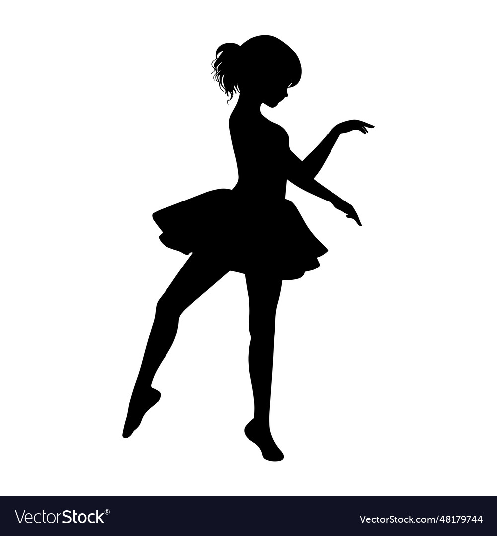 Kid girl dancing silhouette Royalty Free Vector Image