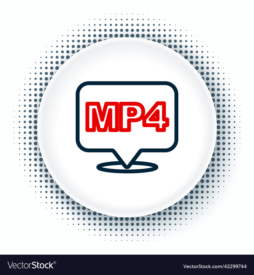 Line mp4 file document download button icon vector image Line mp4 file document download button icon