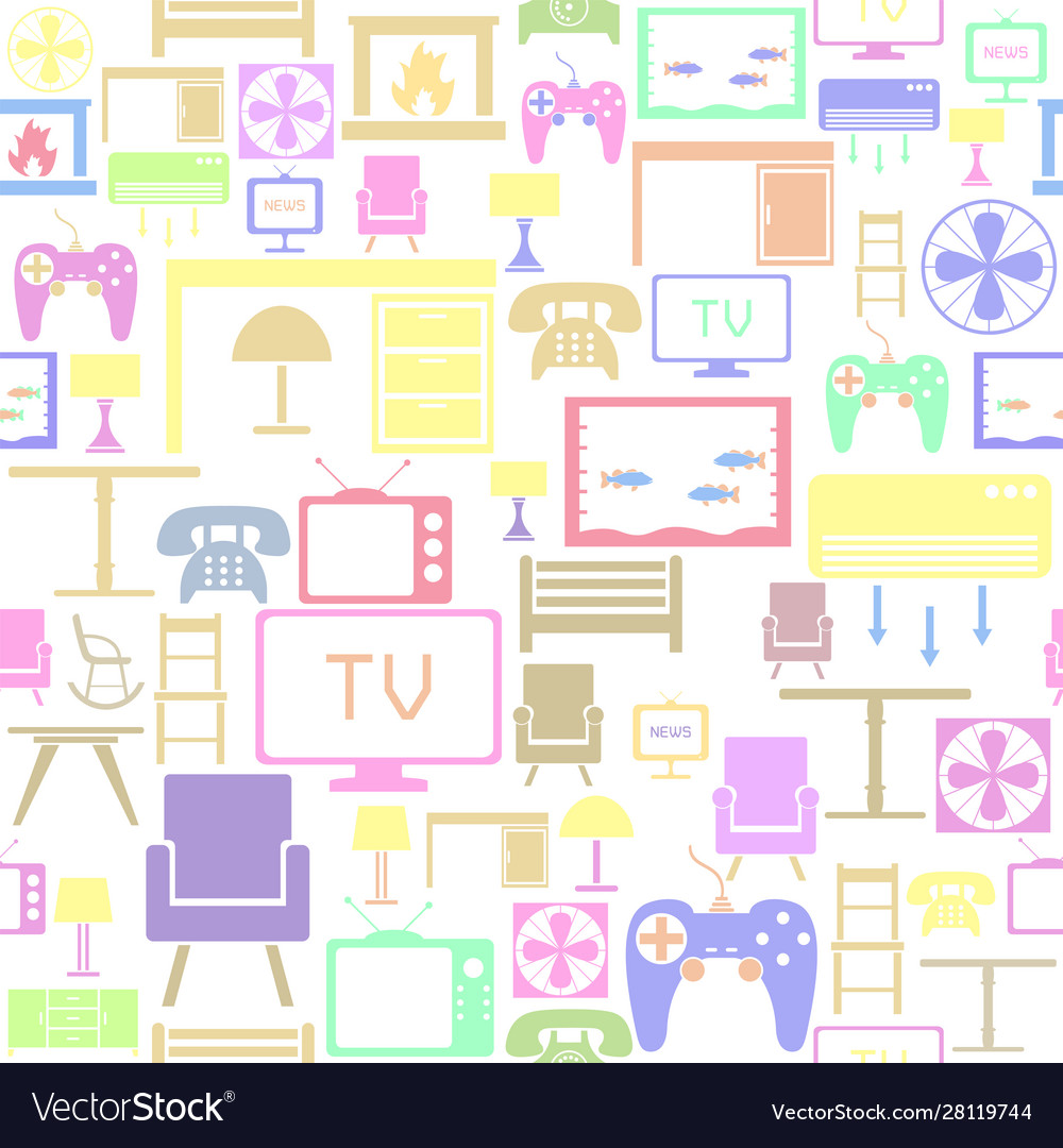 Living room seamless pattern background icon