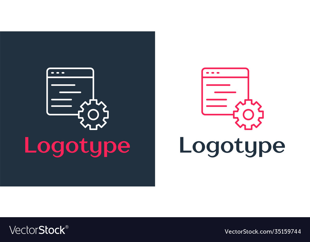 Logotyp Zeile Computer api Schnittstelle Icon isoliert Vector Image Logotyp Zeile Computer api Schnittstelle Icon isoliert