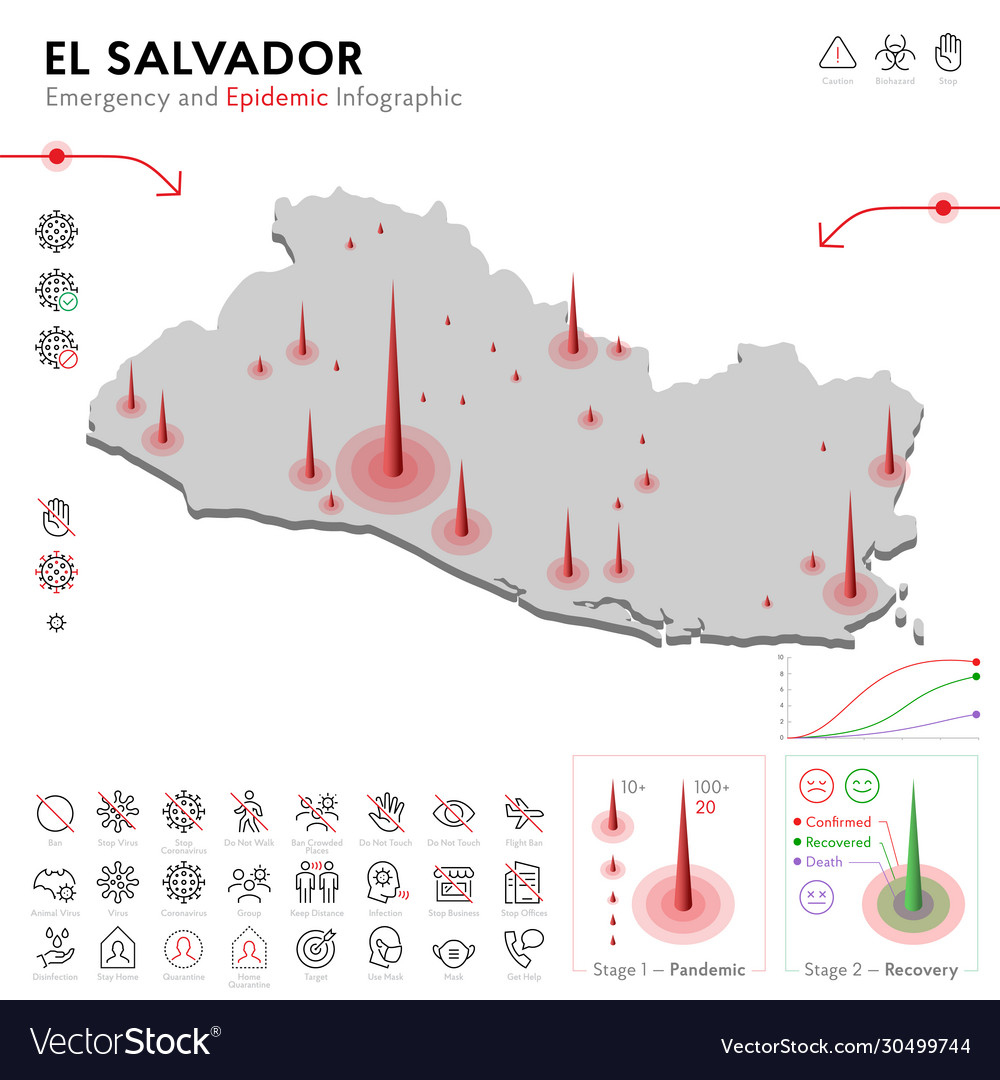 Map el salvador epidemic and quarantine