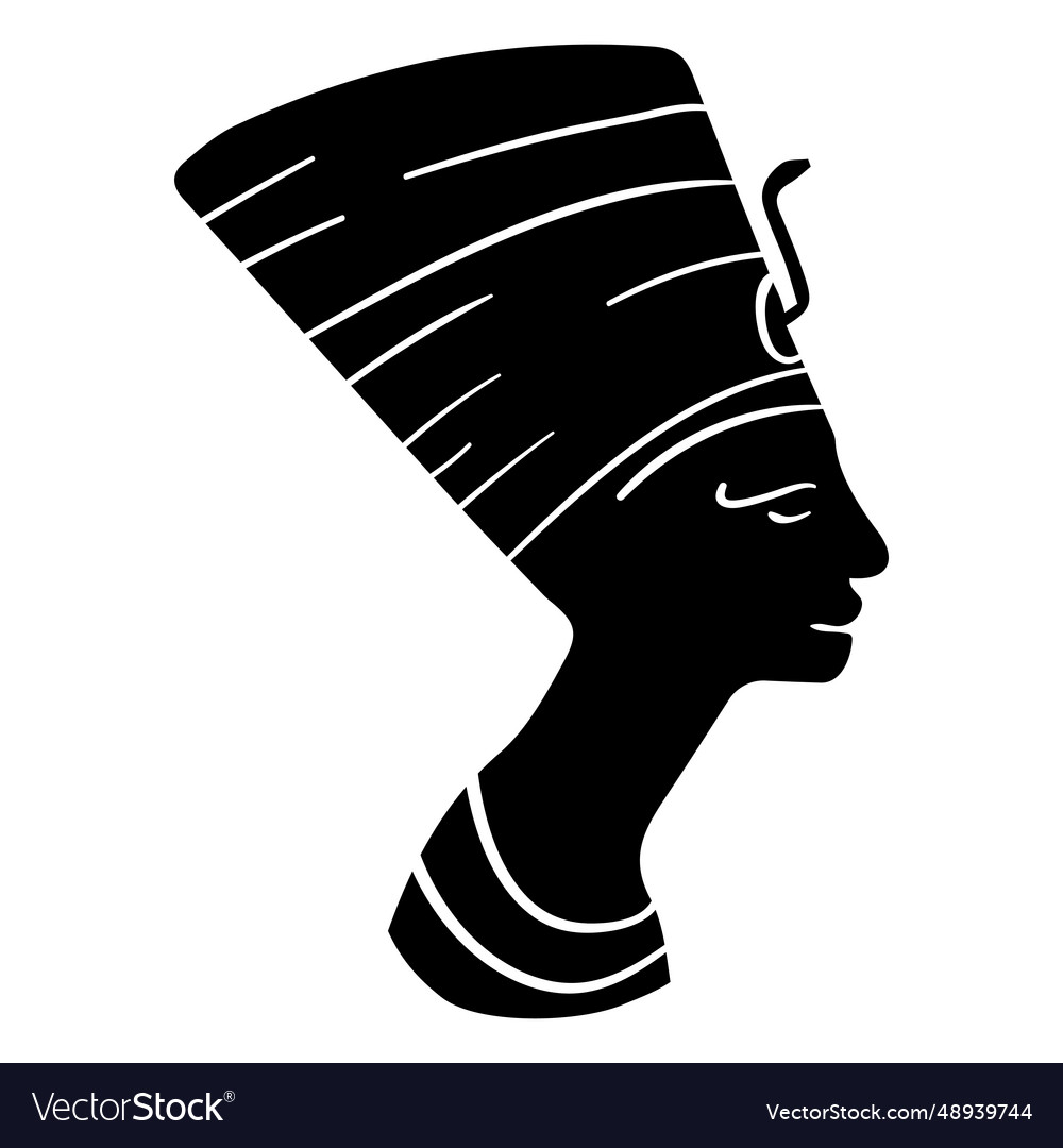 Nefertiti royal wife bust icon Royalty Free Vector Image