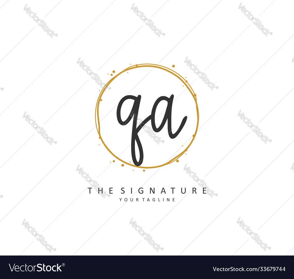 Q a qa initial letter handwriting and signature