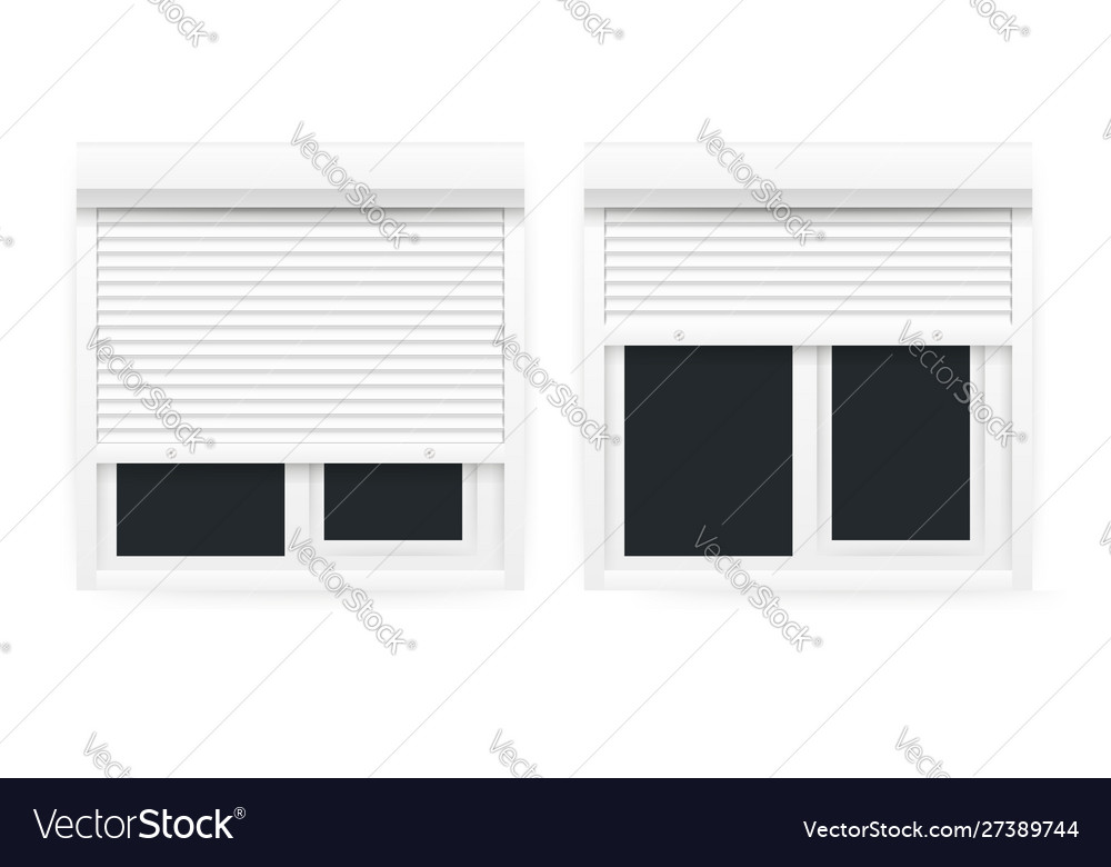 Roll up shutter on white background