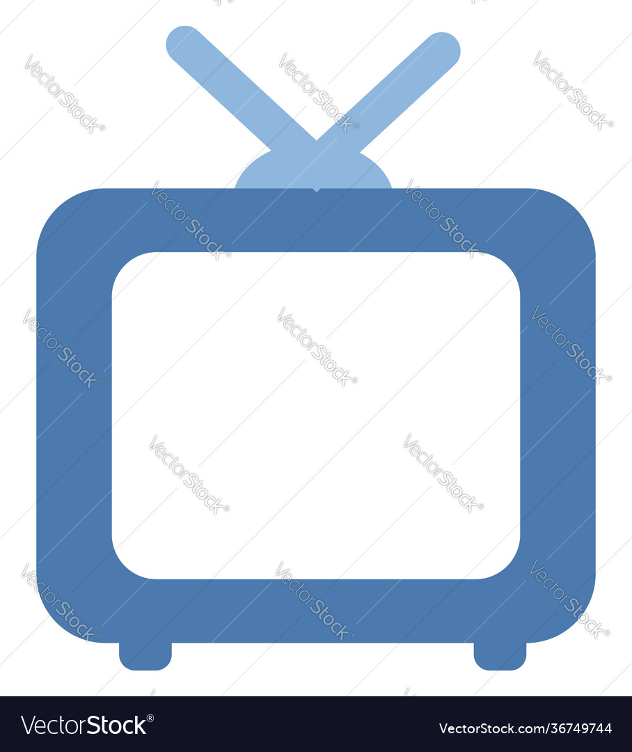 Small old blue tv on a white background