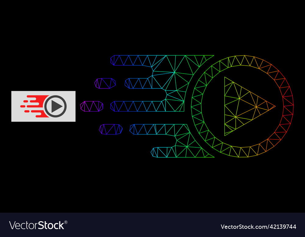 Spectrum gradiented polygonal net move right icon