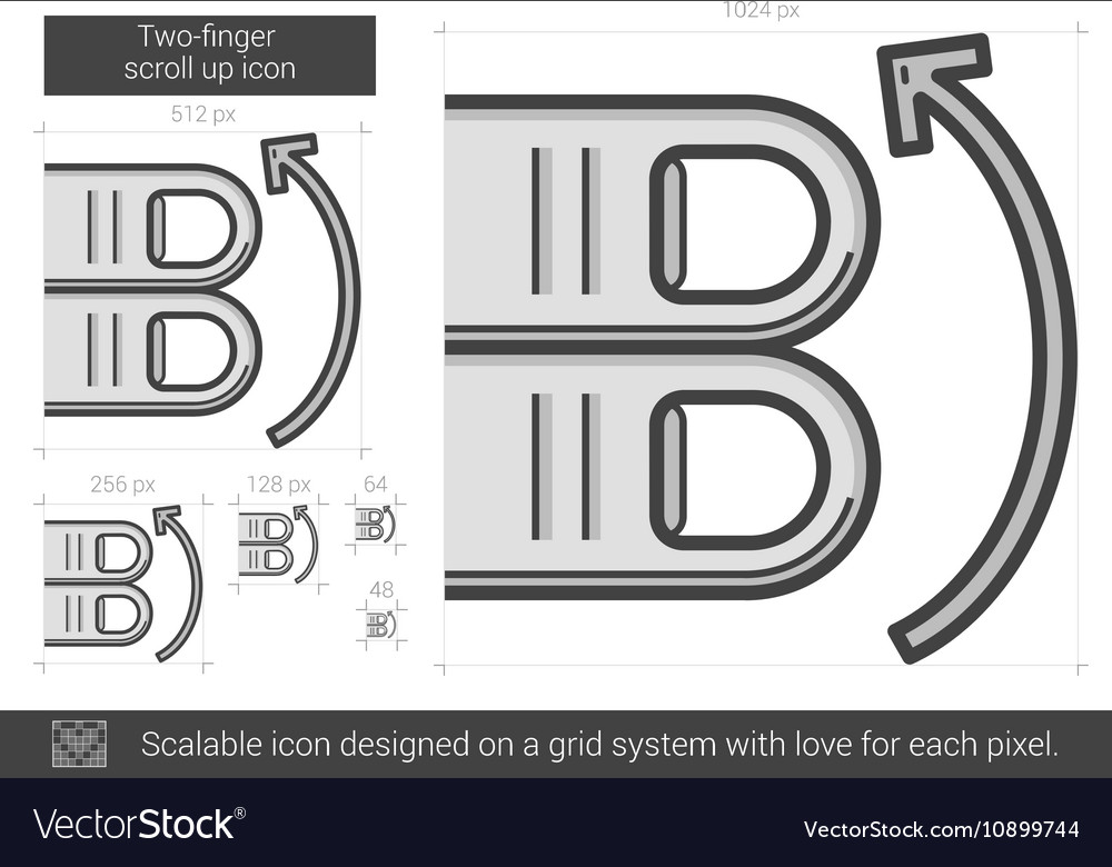 Two-finger scroll up line icon