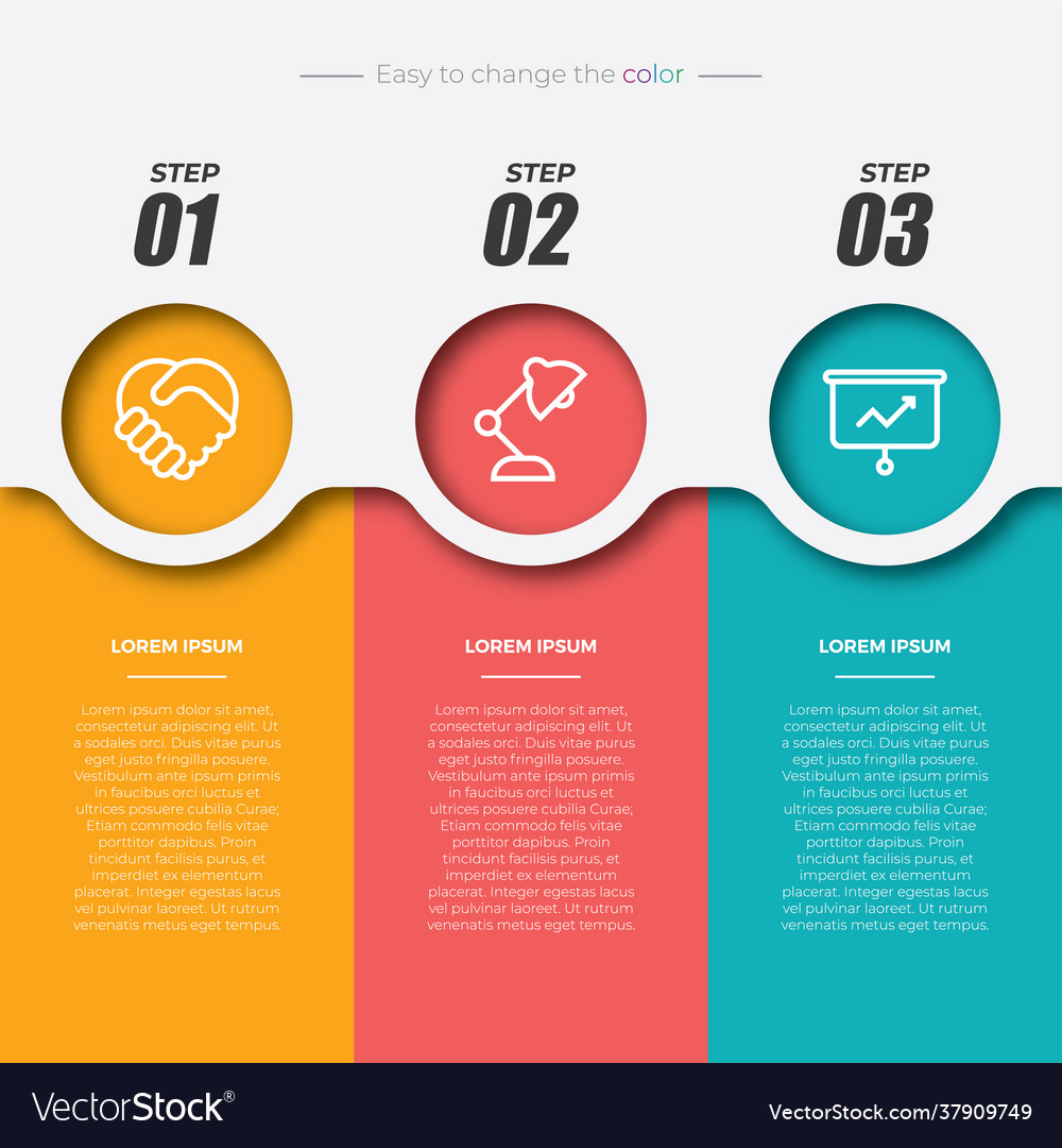 3 colorful rectangular infographic elements