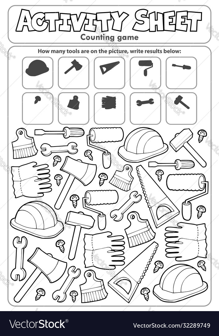 Activity sheet counting game 9 Royalty Free Vector Image