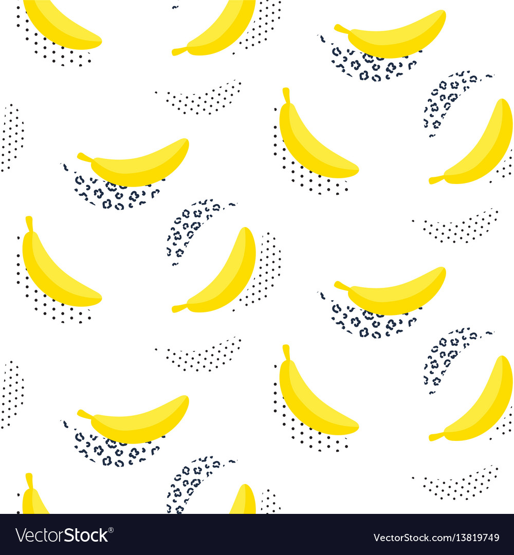 Banana pop art seamless pattern on white