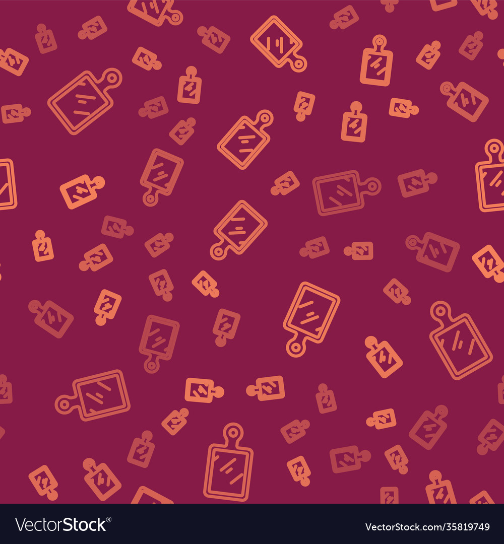 Brown line cutting board icon isolated seamless Vector Image