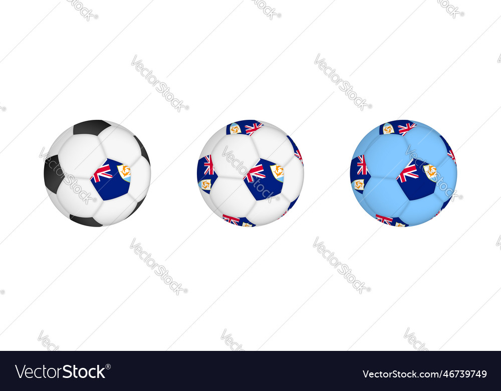 Collection football ball with the anguilla flag