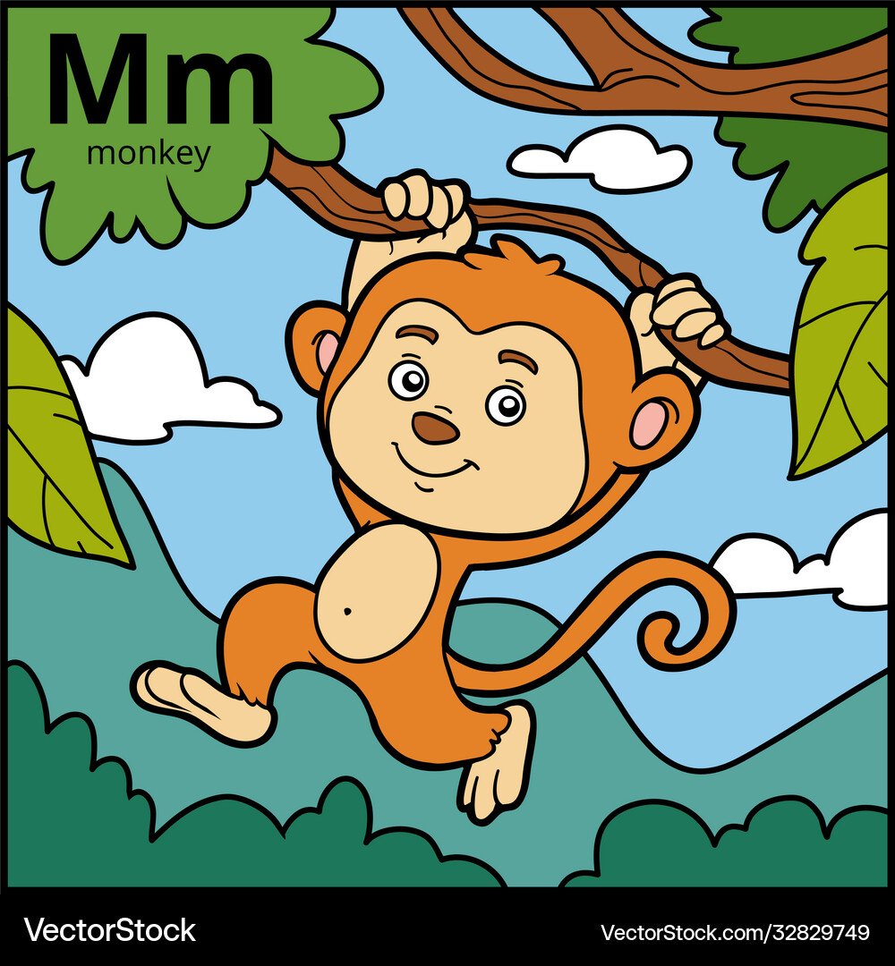 Color Alphabet For Children Letter M Monkey Vector Image