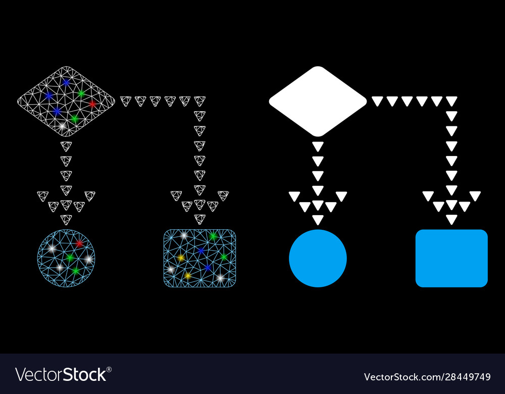 Flare mesh 2d algorithm flowchart icon mit flash vector image Flare mesh 2d algorithm flowchart icon mit flash