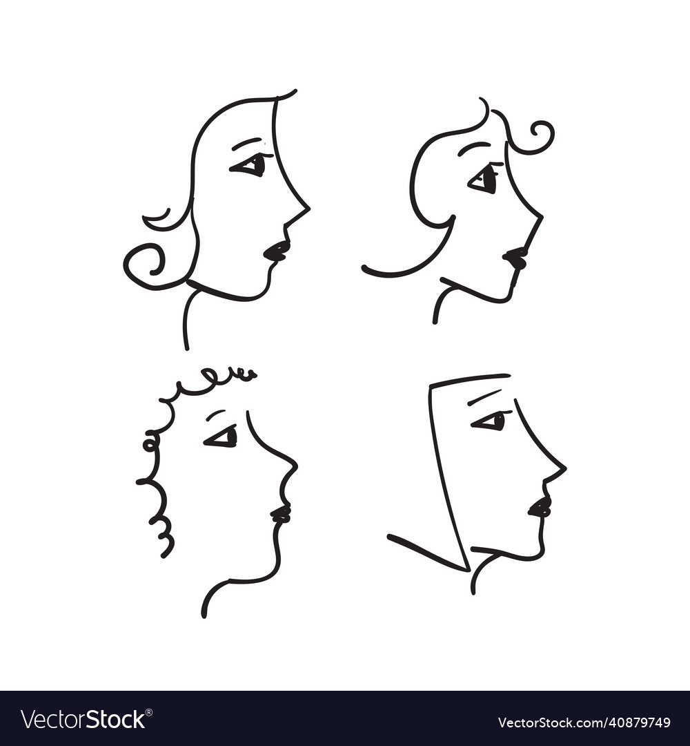 Hand drawn doodle woman face symbol Royalty Free Vector