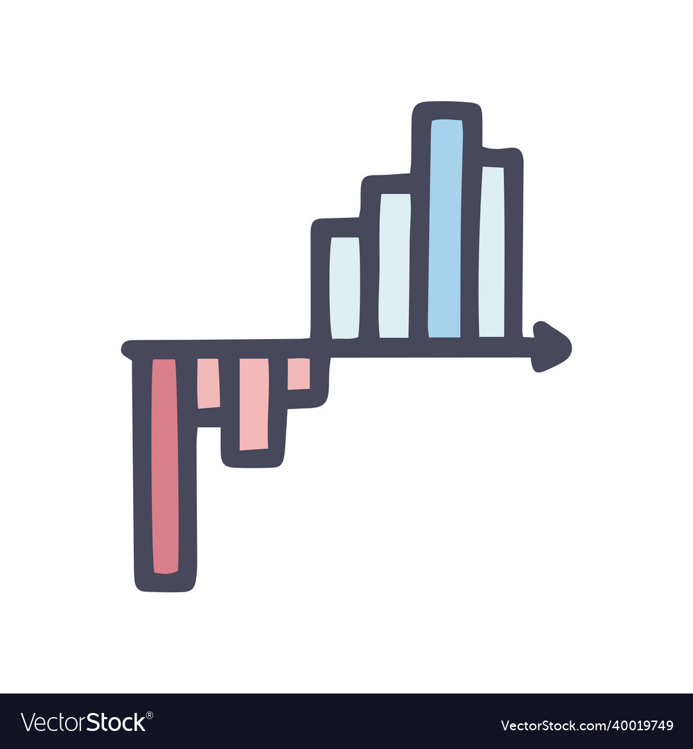 Histogram color doodle simple icon design vector image Histogram color doodle simple icon design