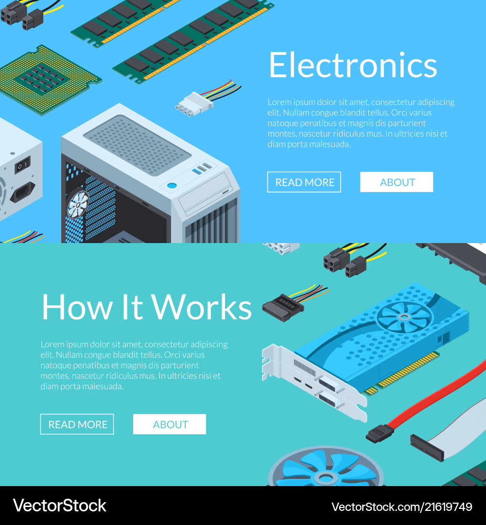Isometric electronic devices horizontal web Vector Image