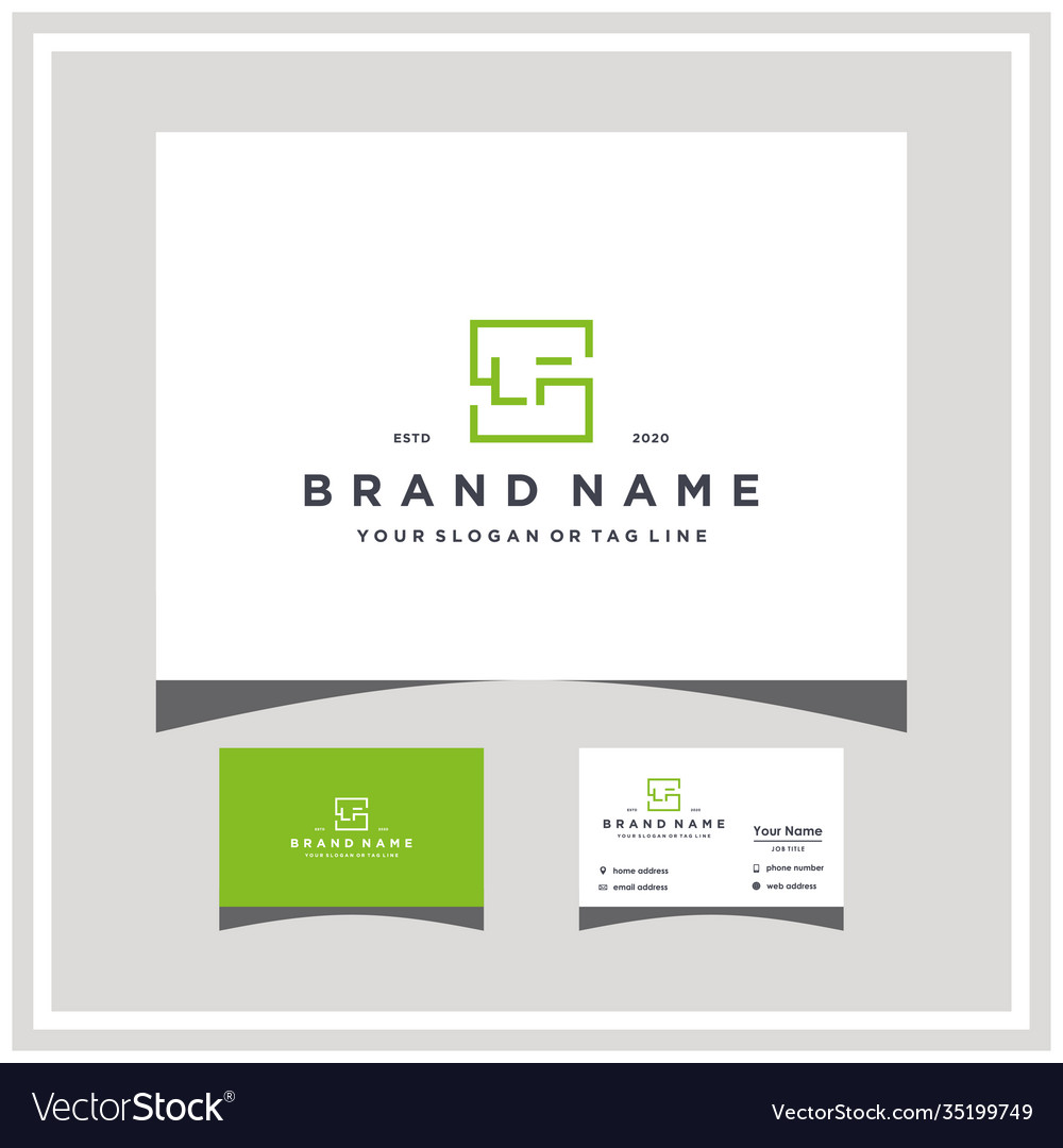 Letter slf logo square design and business card