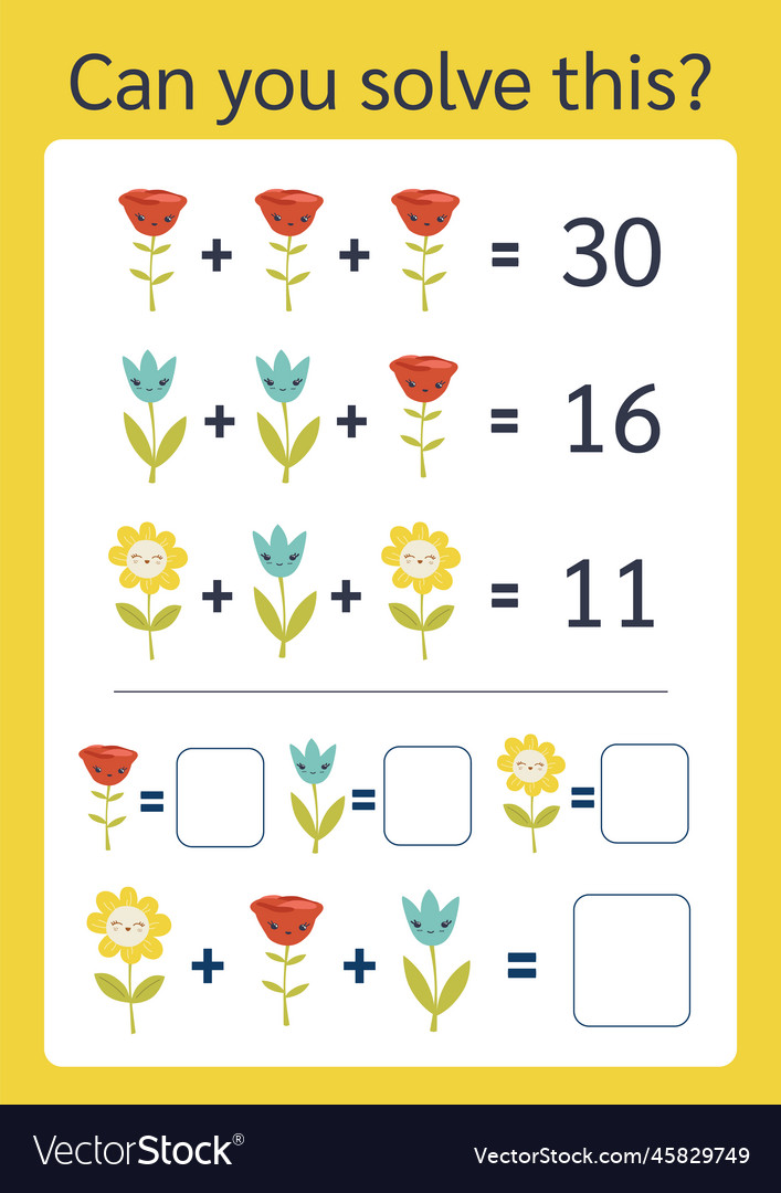 Math riddle format find the answer vector image Math riddle format find the answer