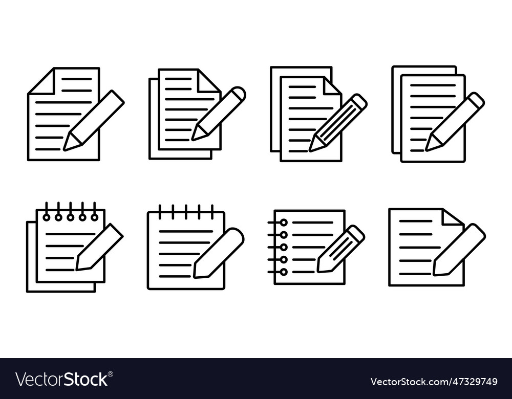 Note icon set notepad Vector Image Note icon set notepad
