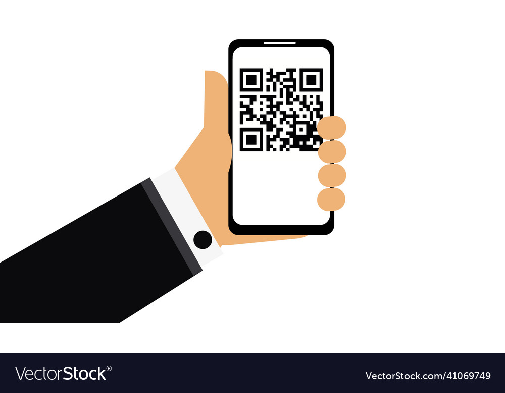 Qr code icon on smartphone screen vector image Qr code icon on smartphone screen