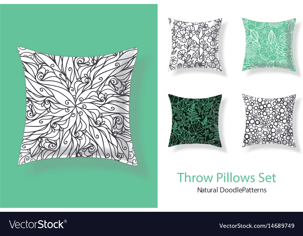 Set of throw pillows in matching unique abstract