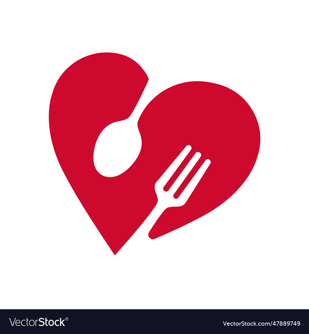 Spoon fork in heart shape Royalty Free Vector Image