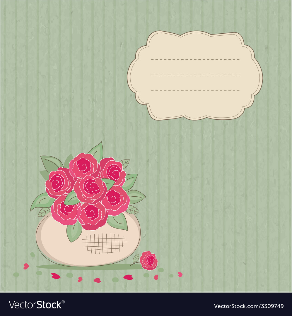 Vintage background with basket of flowers