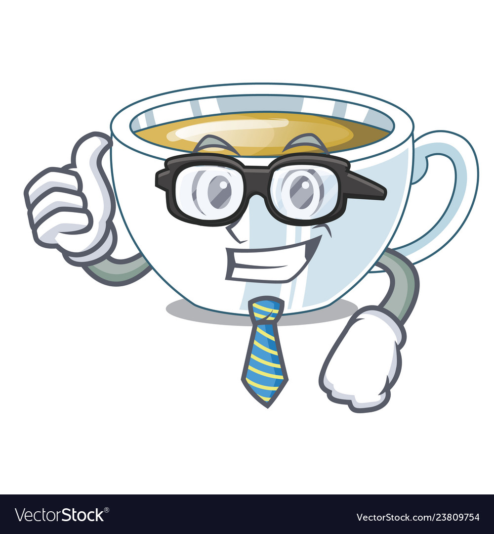 Businessman ginger tea above character wooden