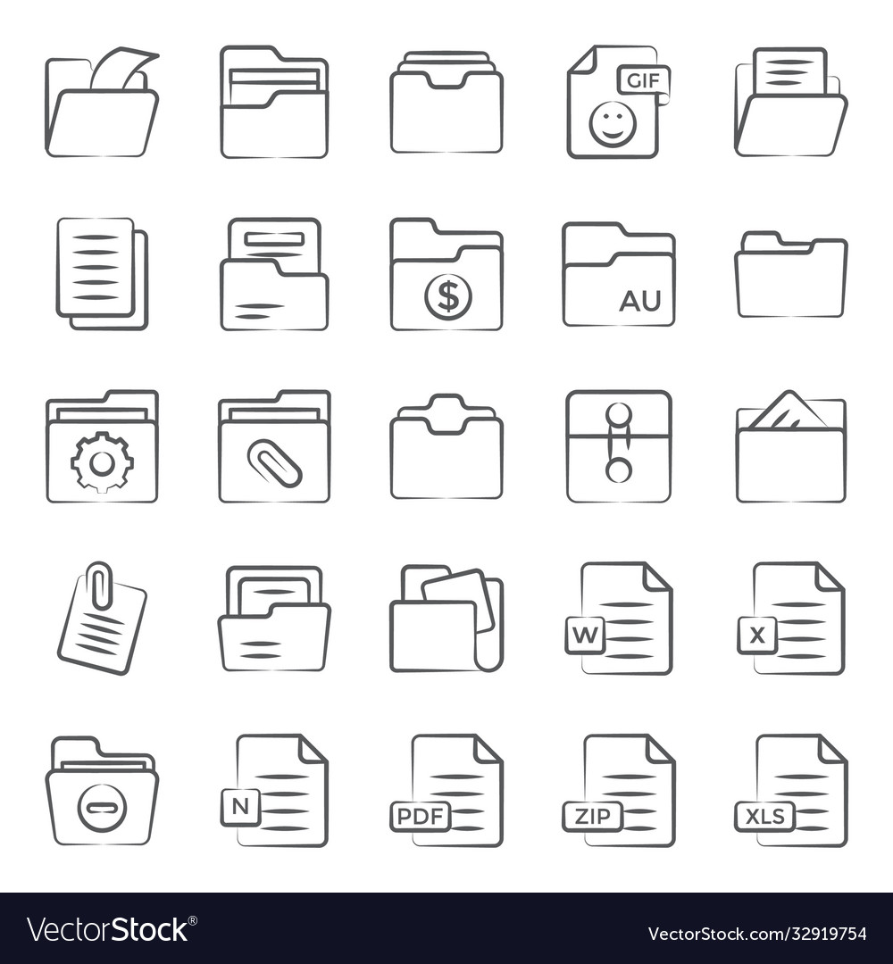 File types line icons set